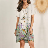 Cotton and Linen Simple Printing Fashion Casual Dress