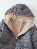 FLEECE QUILTED COTTON THERMAL SLIM ZIPPER DOWN JACKET