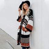 Bohemian Striped Flare Sleeve Cardigan