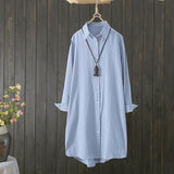 Mid-length shirt casual cotton top