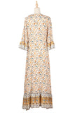 Casual V-neck Half Sleeve Floral Print Maxi Cotton Dress