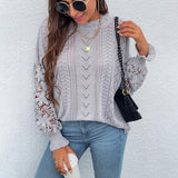 Fashion lace stitching hollow top