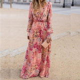 Bohemian beach resort style retro print dress