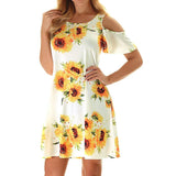 Cold Shoulder Sunflower Plus Size Dress