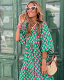 3/4 Sleeve Printed Bohemian Casual Dress