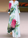 Flower Print Casual Maxi Dresses