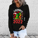 Christmas Pattern Printed Drawstring Hooded Sweater