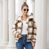 New style plaid wool short coat for autumn and winter