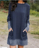 Cotton-Blend Long Sleeve Casual Hoodies Dress