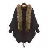 Soft Fur Collar Batwing Sleeves Cardigans