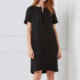 Cotton and linen loose short-sleeved mid-length dress