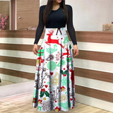 Christmas Printing Long Sleeve Dress