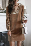 Velvet casual V neck Dress