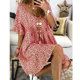 Shirt Sexy V Neck Boho Floral Print Dress