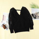 V-neck Lace Hollow Out Sweater