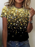Special Gold Print Round Neck Top