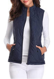 solid color pocket sleeveless zipper cotton vest