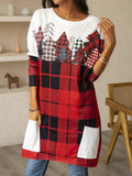 Christmas Tree Print Tartan Check Casual Long Sleeve Tee