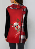 Christmas print stitching long-sleeved T-shirt