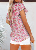 Butterfly Sleeves Floral Print Blouses Tops