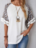 Casual Leopard Print Patchwork T Shirt