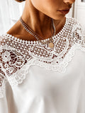 New women's long-sleeved lace lace shirt solid color commuter top