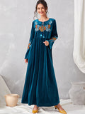 Thickened velvet embroidery casual long dress