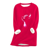 Printed plush sweater-cat head (S-5XL)