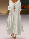 Womens Casual Buttoned Asymmetric Maxi Dresses