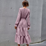 Elegant Vintage Chiffon V-neck Loose Dress