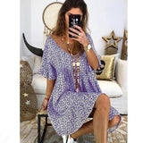 Shirt Sexy V Neck Boho Floral Print Dress