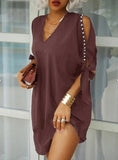 Sexy V-Neck Casual Solid Loose Dress