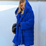 Loose Plush Hooded Imitation Fur Coat