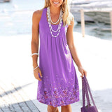 Sleeveless Floral Print Loose Beach Summer Dress