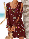 O-Neck Mini Dress Women Beach Dresses