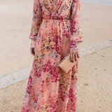 Bohemian beach resort style retro print dress