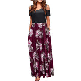 Stylish Floral Short Sleeve Maxi Dress