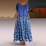 Plus Size 2 Piece Dress Polka Dot Loose Dress Tops + Sleeveless Dress Set Long Maxi Dress