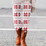 Casual Chic Christmas Print Stretch Pants