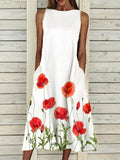 Summer new elegant dress with floral print hem