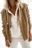 Autumn Long-Sleeved Female Coat Solid Loose-Fitting Corduroy Coat