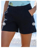 Women Pockets Shift Casual Linen Quarter Shorts