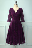 Lace Formal Dress with 3/4 Sleeves