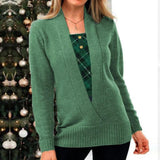 Green Plain Long Sleeve Sweater
