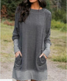 Cotton-Blend Long Sleeve Casual Hoodies Dress