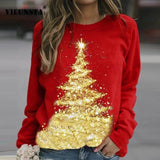 Christmas Landscape Pullover Long Sleeve Large Size Top