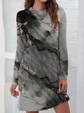 Printing Long Sleeve Medium Dress