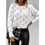 Solid Color Bubble Bead Hollow Loose Sweater