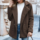 Women New Button Fur Coat Lace Loose Velvet