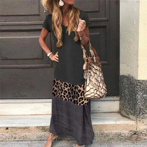 Casual Leopard Printed Maxi Dress Plus Size